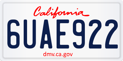 CA license plate 6UAE922