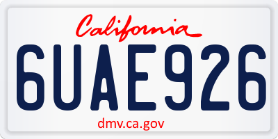 CA license plate 6UAE926