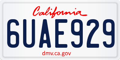CA license plate 6UAE929
