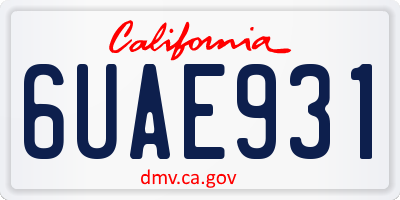 CA license plate 6UAE931
