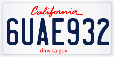 CA license plate 6UAE932