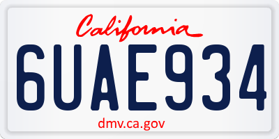 CA license plate 6UAE934