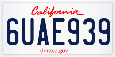 CA license plate 6UAE939