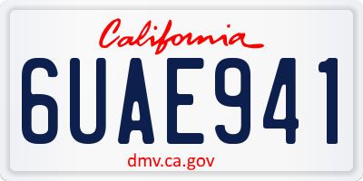 CA license plate 6UAE941