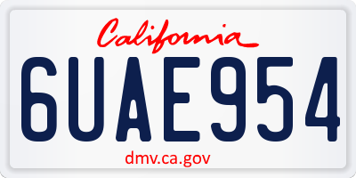 CA license plate 6UAE954