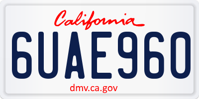 CA license plate 6UAE960