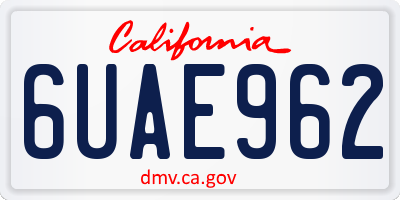 CA license plate 6UAE962