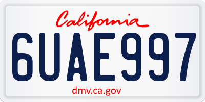 CA license plate 6UAE997