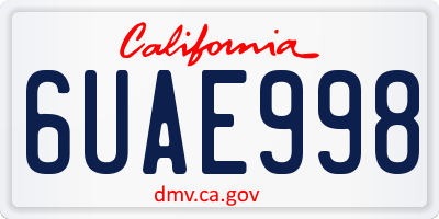 CA license plate 6UAE998