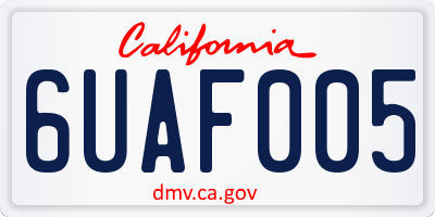 CA license plate 6UAF005