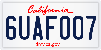 CA license plate 6UAF007