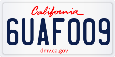 CA license plate 6UAF009