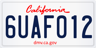 CA license plate 6UAF012