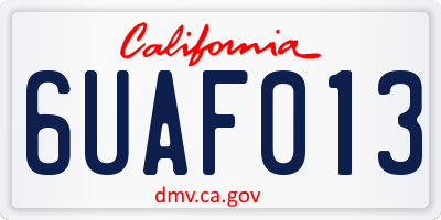 CA license plate 6UAF013