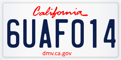 CA license plate 6UAF014