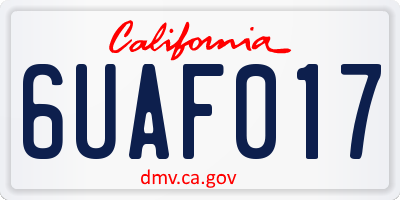 CA license plate 6UAF017