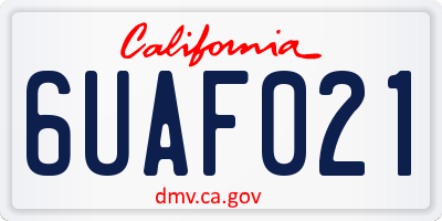 CA license plate 6UAF021