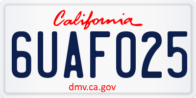 CA license plate 6UAF025