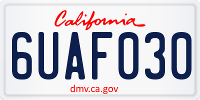 CA license plate 6UAF030