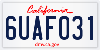 CA license plate 6UAF031