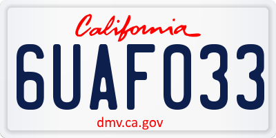 CA license plate 6UAF033
