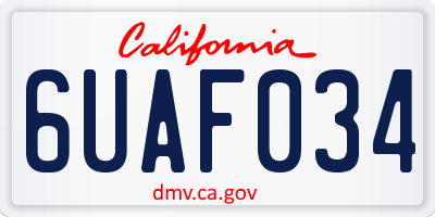 CA license plate 6UAF034