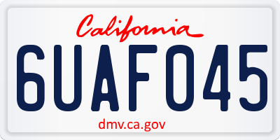 CA license plate 6UAF045