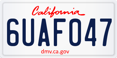 CA license plate 6UAF047