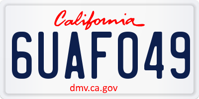 CA license plate 6UAF049
