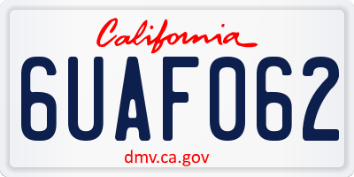 CA license plate 6UAF062