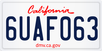 CA license plate 6UAF063