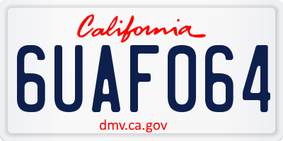 CA license plate 6UAF064