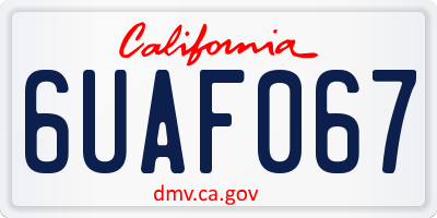 CA license plate 6UAF067