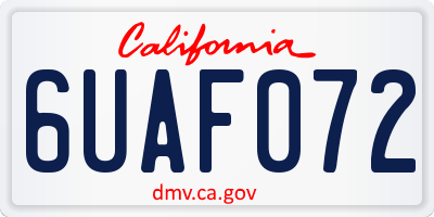 CA license plate 6UAF072