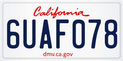 CA license plate 6UAF078