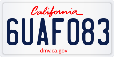 CA license plate 6UAF083