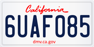 CA license plate 6UAF085