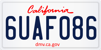 CA license plate 6UAF086