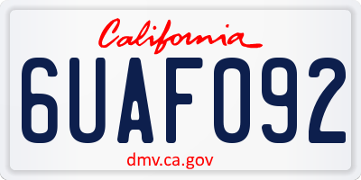 CA license plate 6UAF092