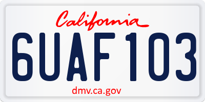 CA license plate 6UAF103