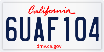 CA license plate 6UAF104