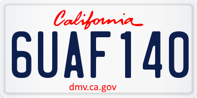 CA license plate 6UAF140