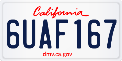 CA license plate 6UAF167