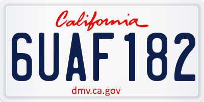 CA license plate 6UAF182
