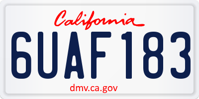 CA license plate 6UAF183