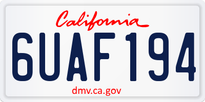 CA license plate 6UAF194