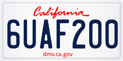 CA license plate 6UAF200