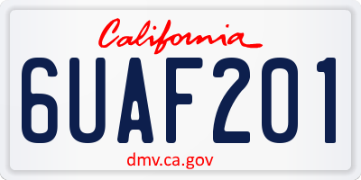 CA license plate 6UAF201