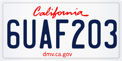 CA license plate 6UAF203