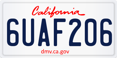 CA license plate 6UAF206